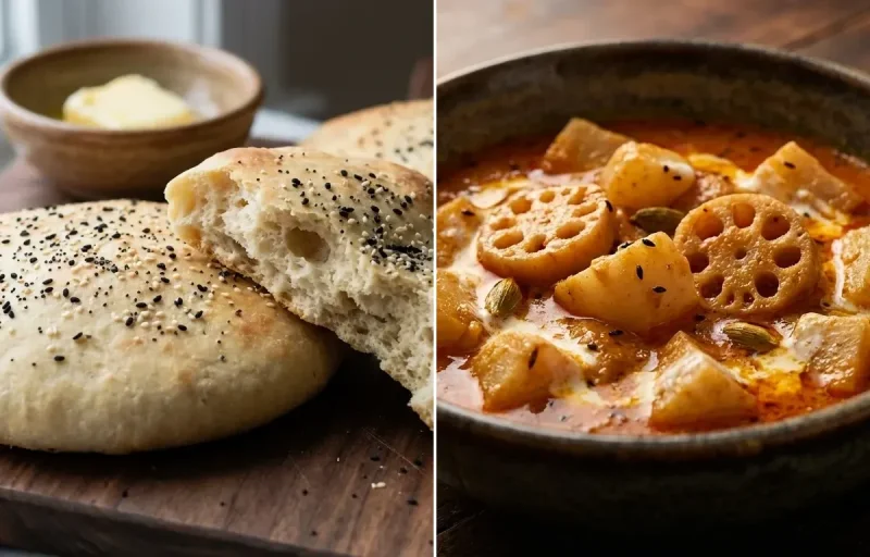 Lavasa Bread with Kashmiri Gogji Nadir