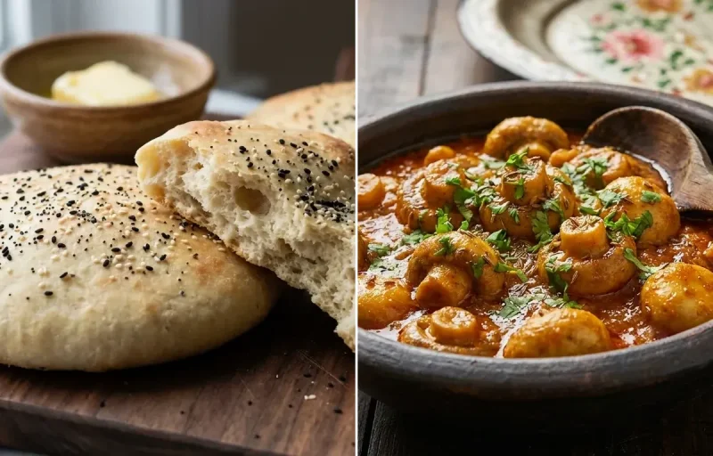 Lavasa Bread with Kashmiri Mushroom Sabzi