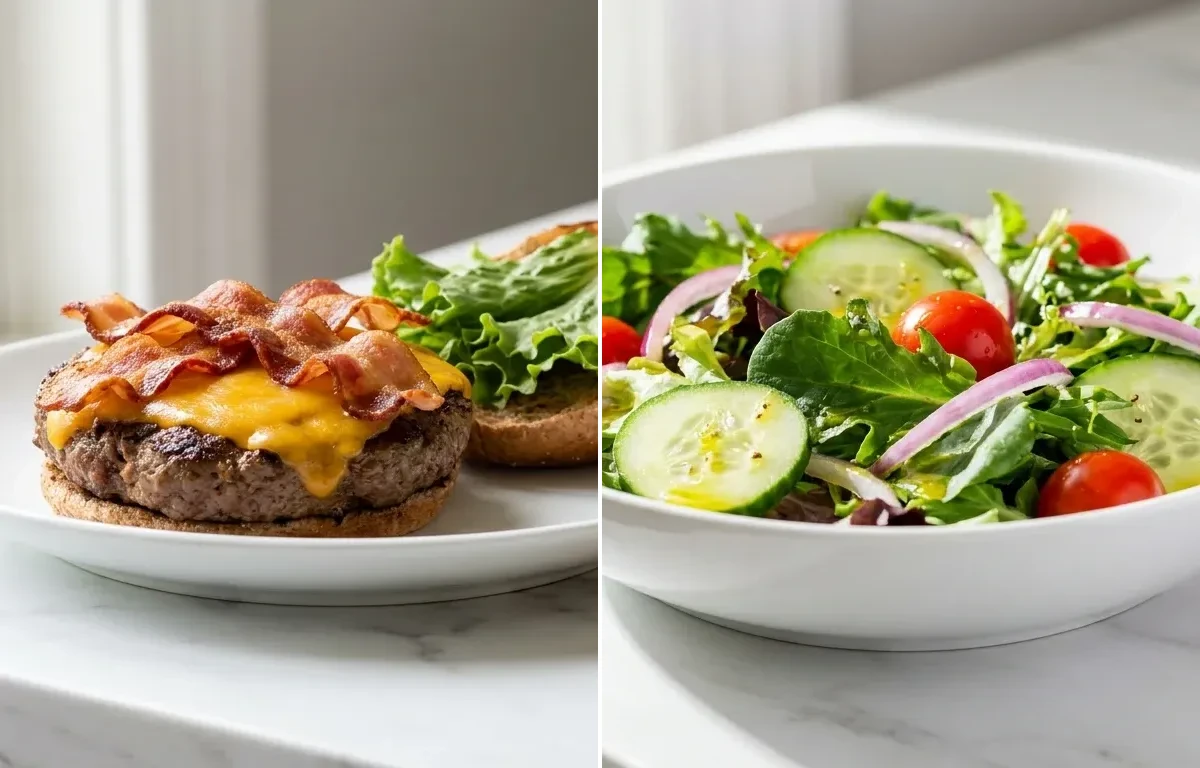 Lean Beef Burger with Cheddar on Whole Wheat Bun