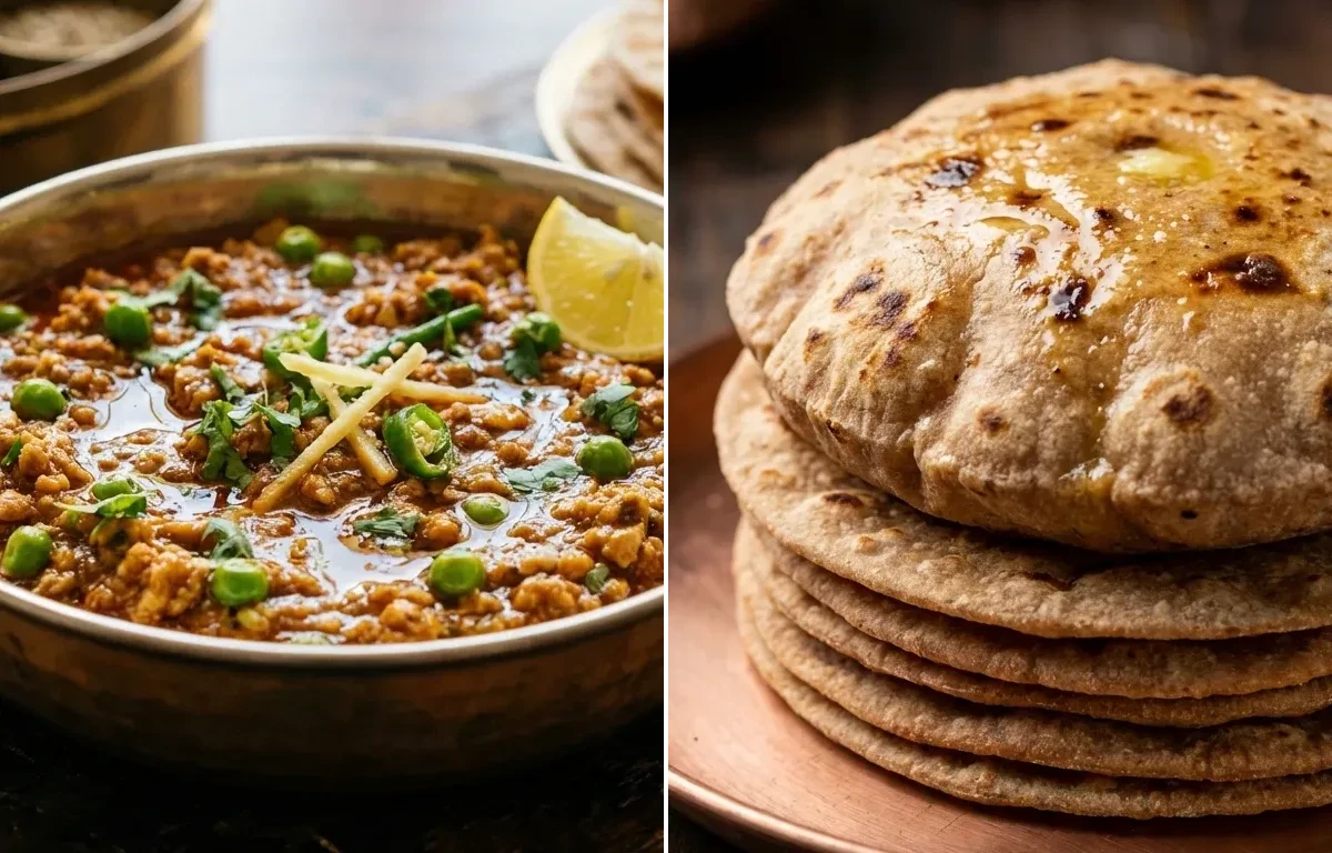 Lean Chicken Keema with Roti and Salad
