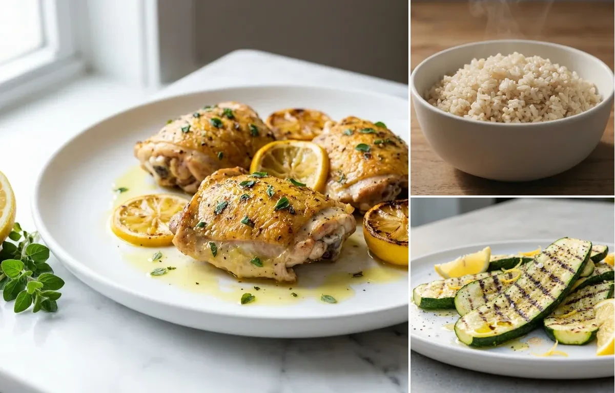 Lemon Oregano Chicken Thighs with Grilled Zucchini