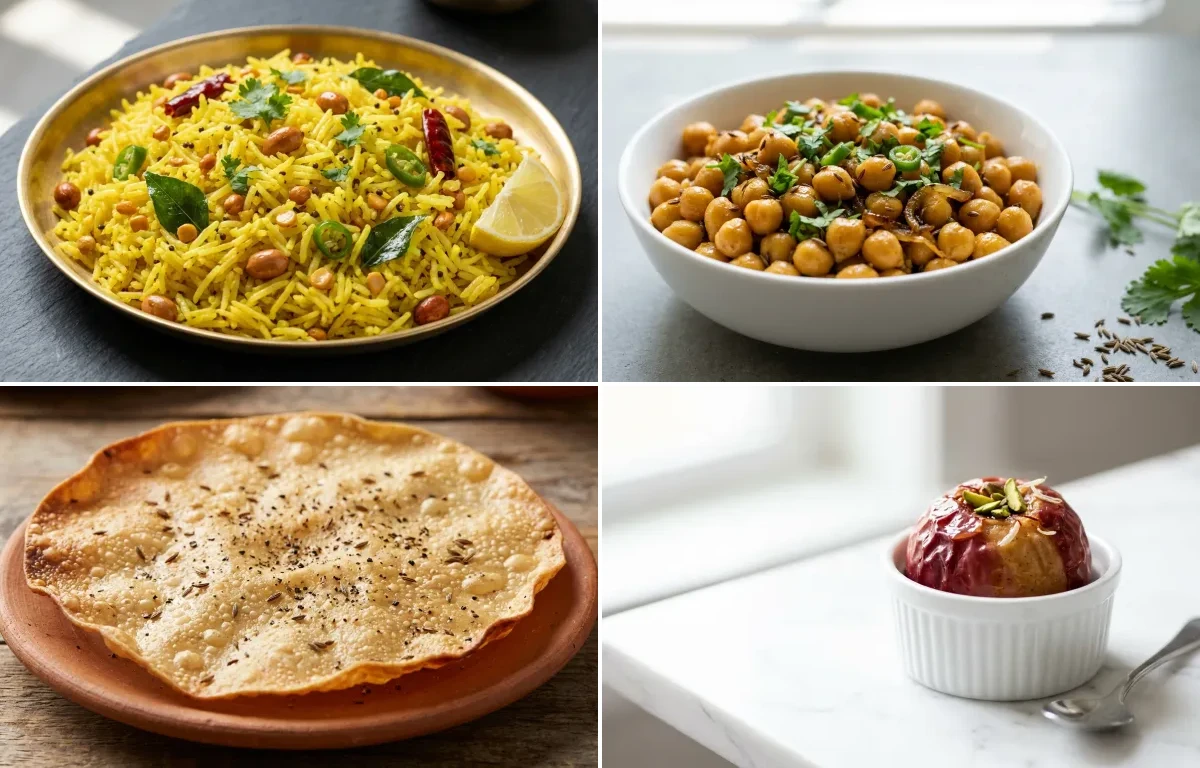 Lemon Rice with Dry Chana with Papad with Apple