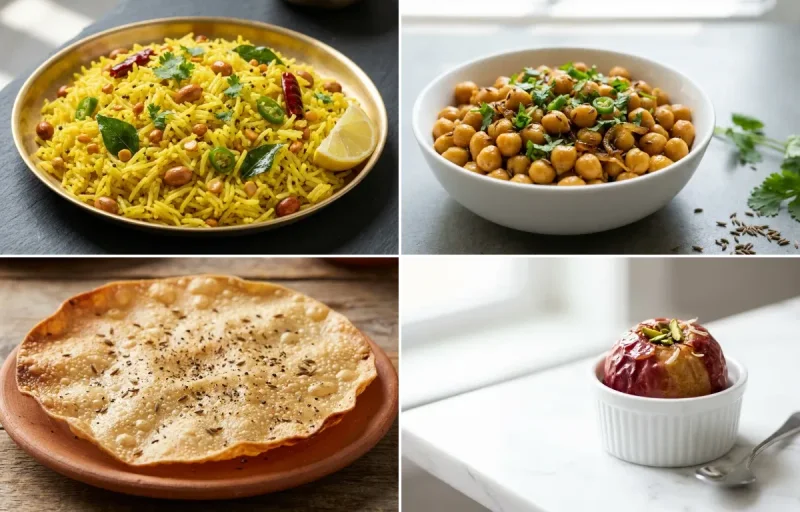 Lemon Rice with Dry Chana with Papad with Apple