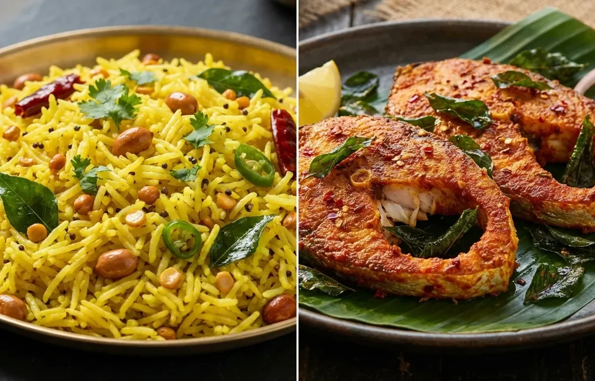 Lemon Rice with Indian Fish Fry