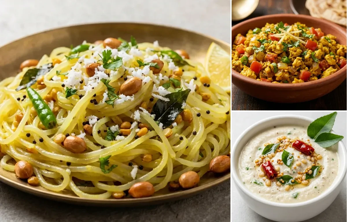 Lemon Semige with Egg Bhurji and Coconut Chutney