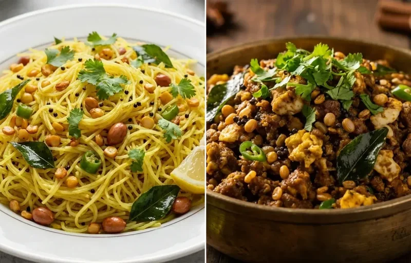 Lemon Sevai with Chettinad Egg Poriyal