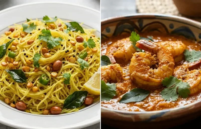 Lemon Sevai with Mangalorean Prawn Curry