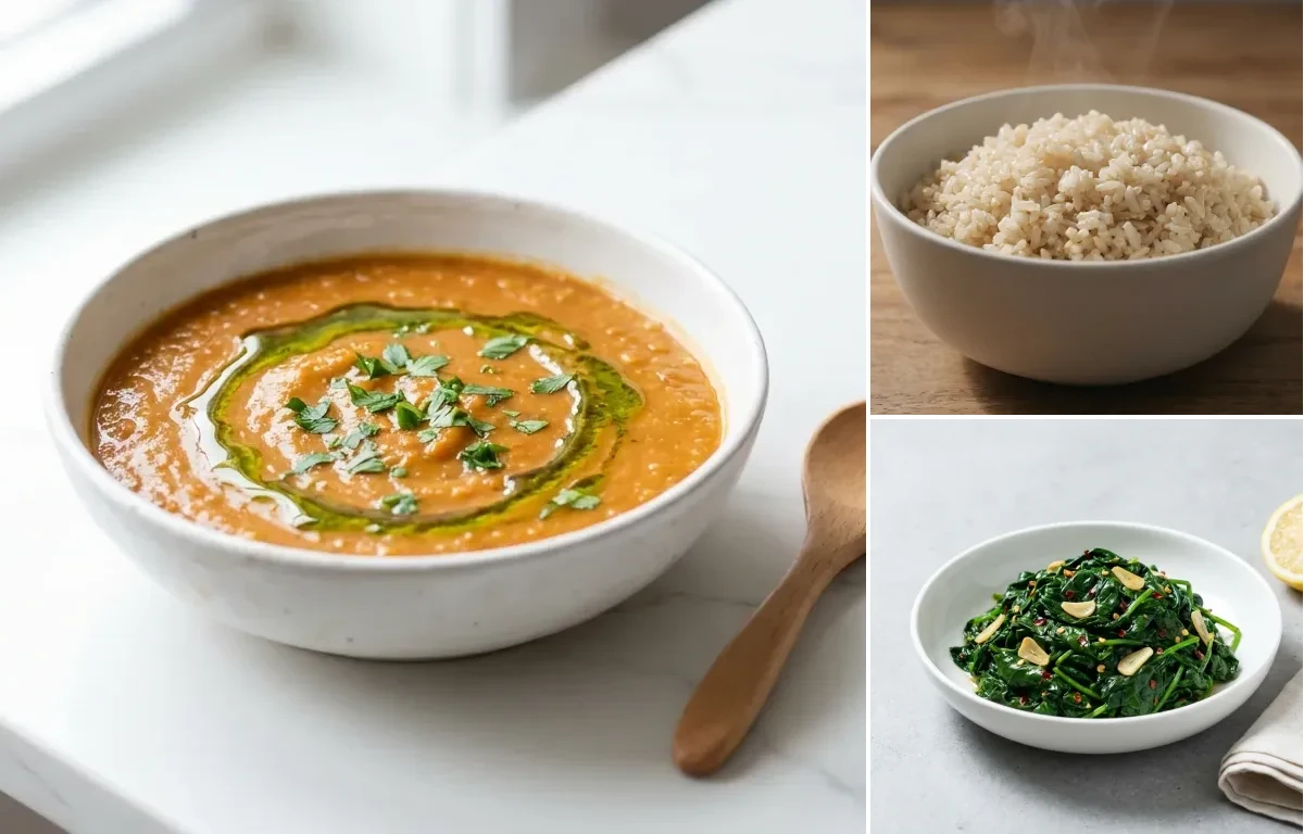 Lentil Dal with Sauted Spinach