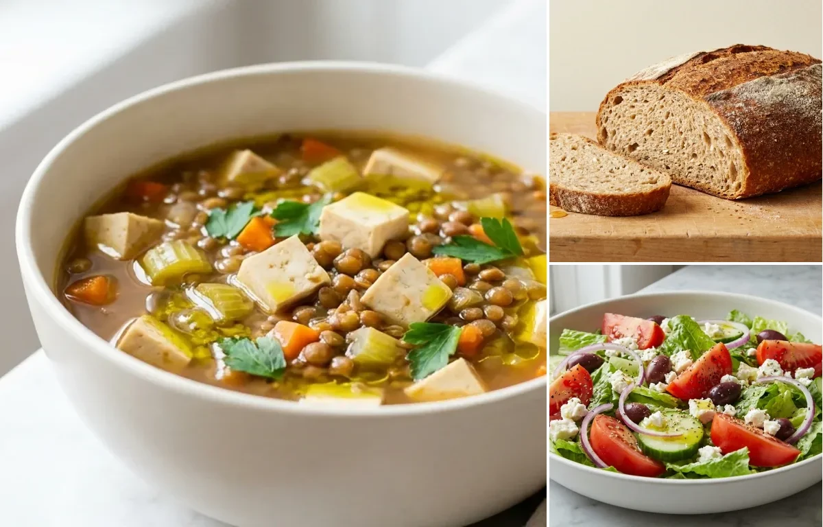 Lentil Soup with Cubed Tofu