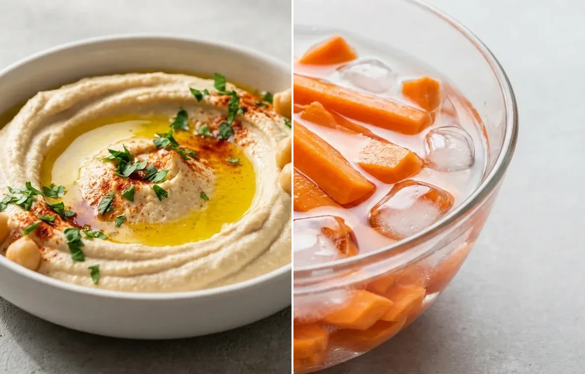Lentil and Vegetable Wrap with Hummus and Carrot Sticks