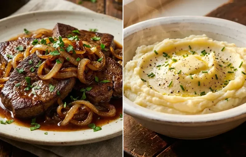 Liver and Onions with Mashed Potatoes