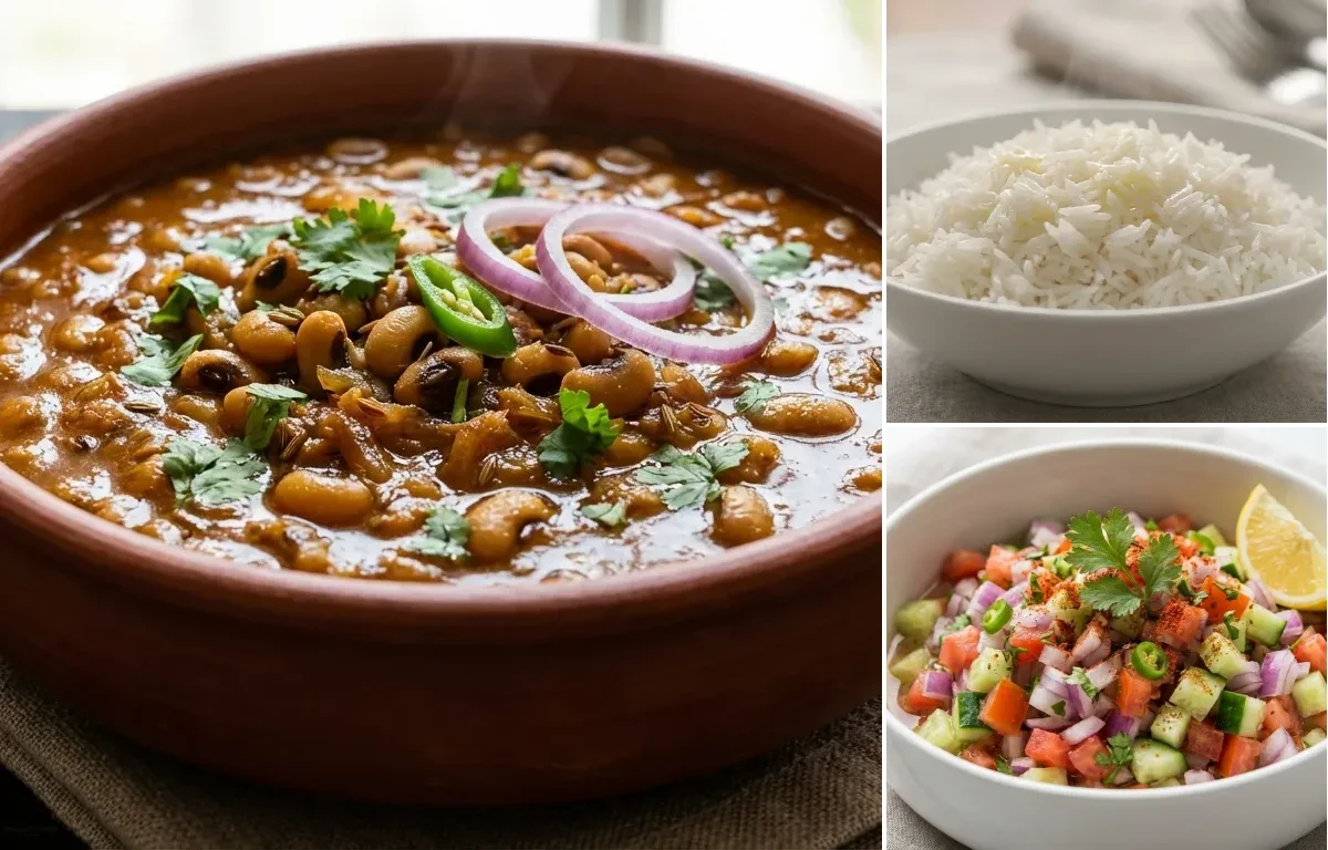 Lobia Masala with Steamed Basmati Rice