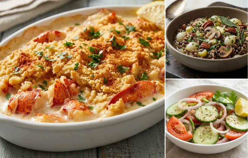 Lobster Casserole with Herbed Wild Rice and Green Salad