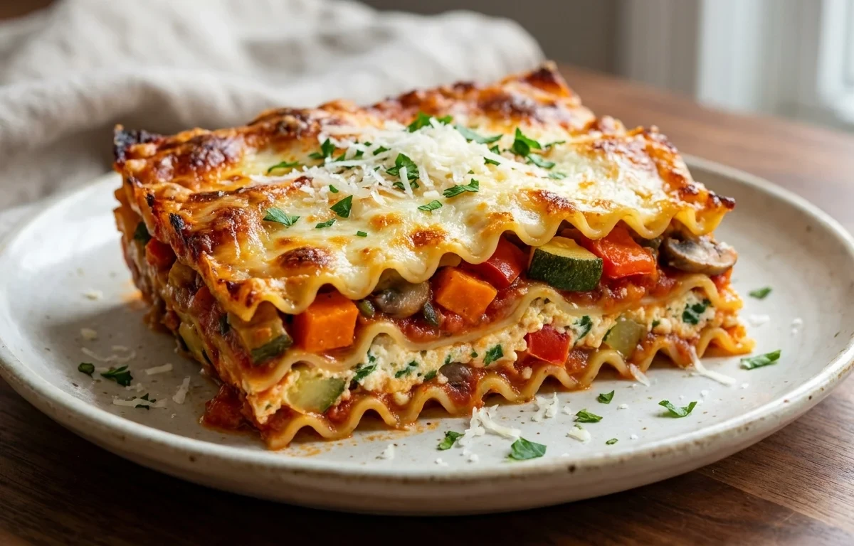 Vegetable Lasagna with Simple Side Salad with Lemon Vinaigrette