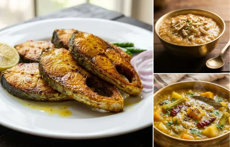 Macha Bhaja with Bihari Arna and Odia Dalma