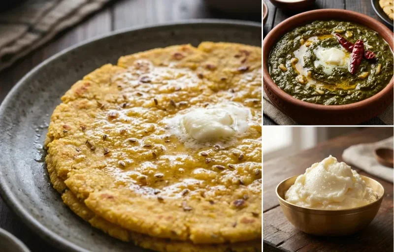 Makki di Roti with Sarson da Saag and White Butter