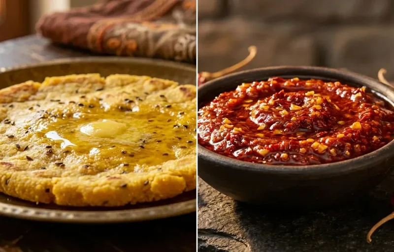 Makki ki Roti with Lehsun Chutney
