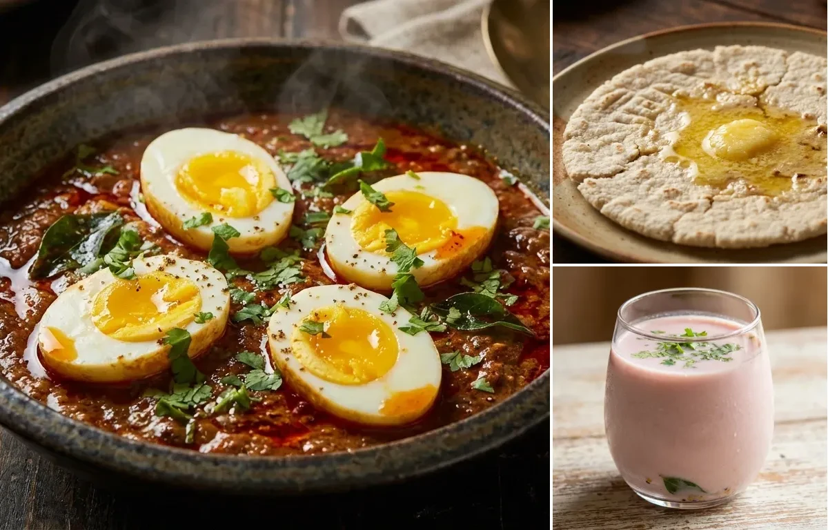 Malvani Egg Curry with Jowar Bhakri and Sol Kadhi