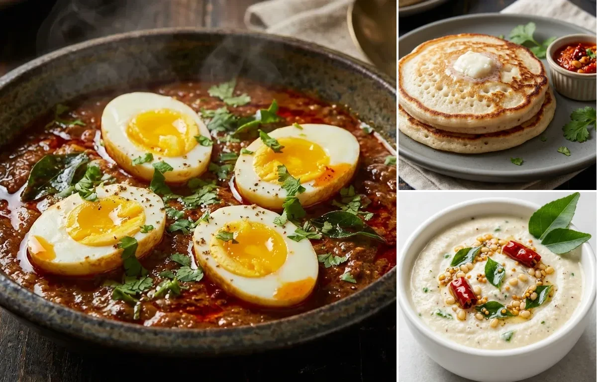 Malvani Egg Curry with Maharashtrian Amboli and Coconut Chutney