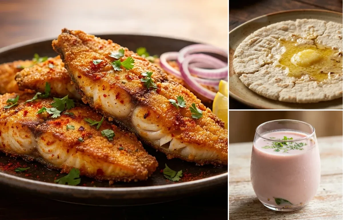 Malvani Fish Fry with Jowar Bhakri and Sol Kadhi