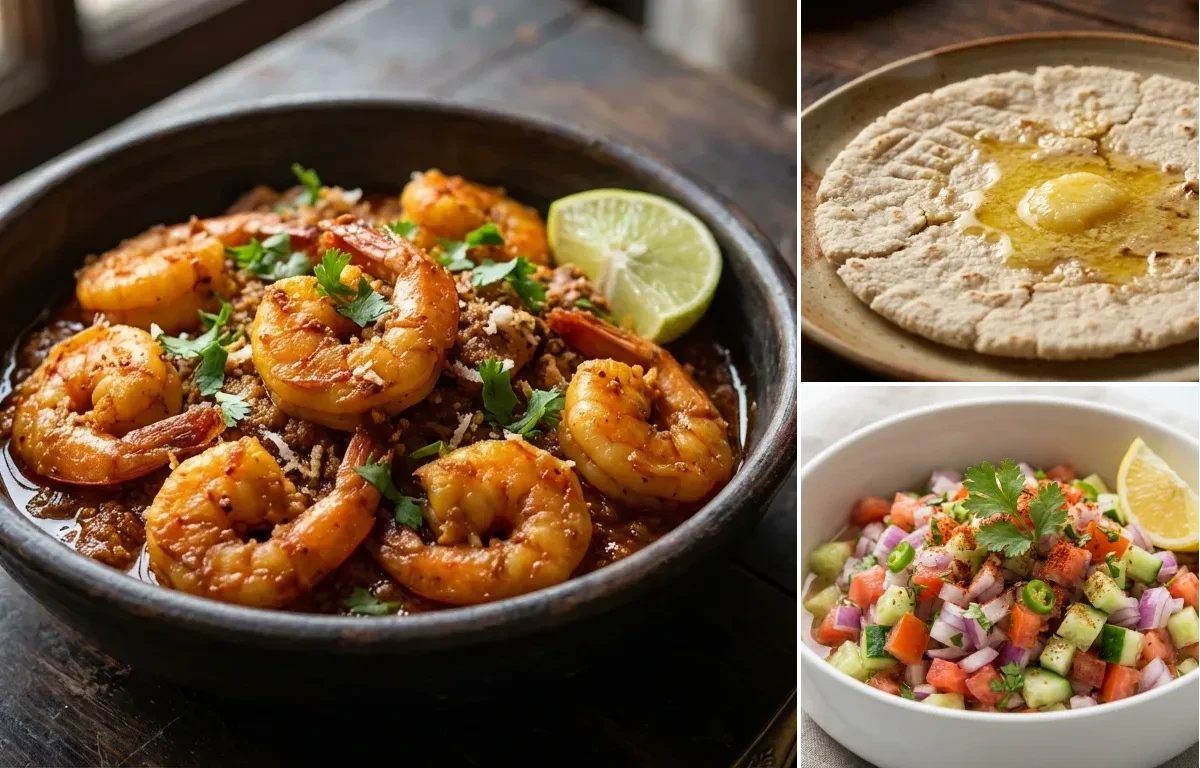 Malvani Prawns Sukka with Jowar Bhakri