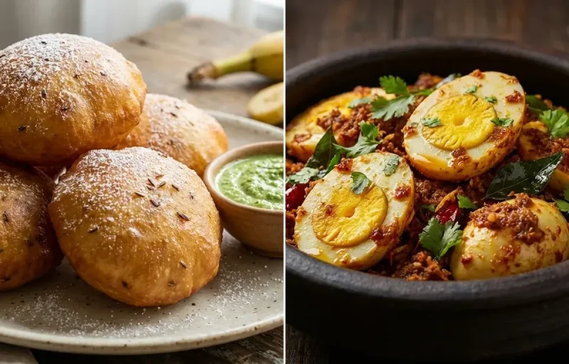 Mangalore Buns with Mangalorean Egg Sukka