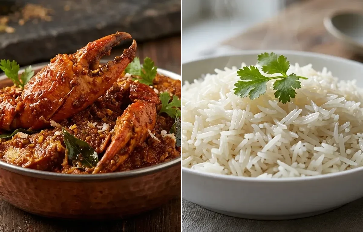 Mangalorean Crab Sukka with Boiled Rice
