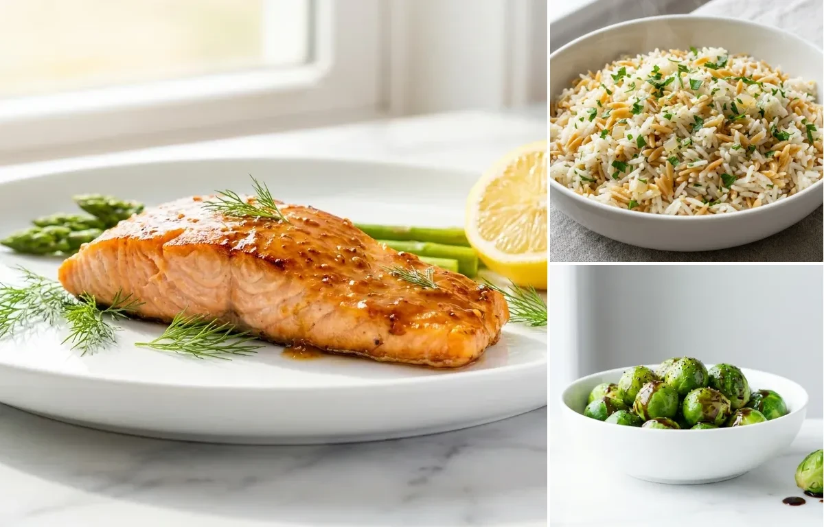 Maple Mustard Salmon with Rice Pilaf