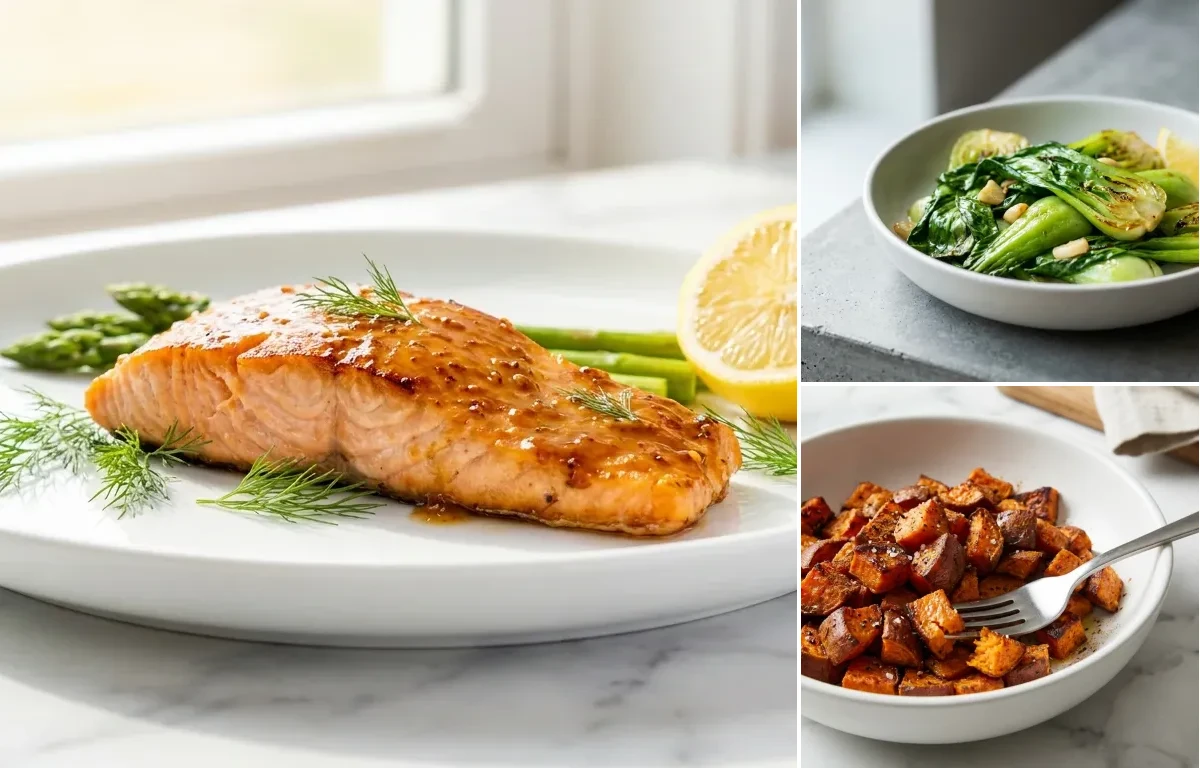 Maple Mustard Salmon with Small Sweet Potato