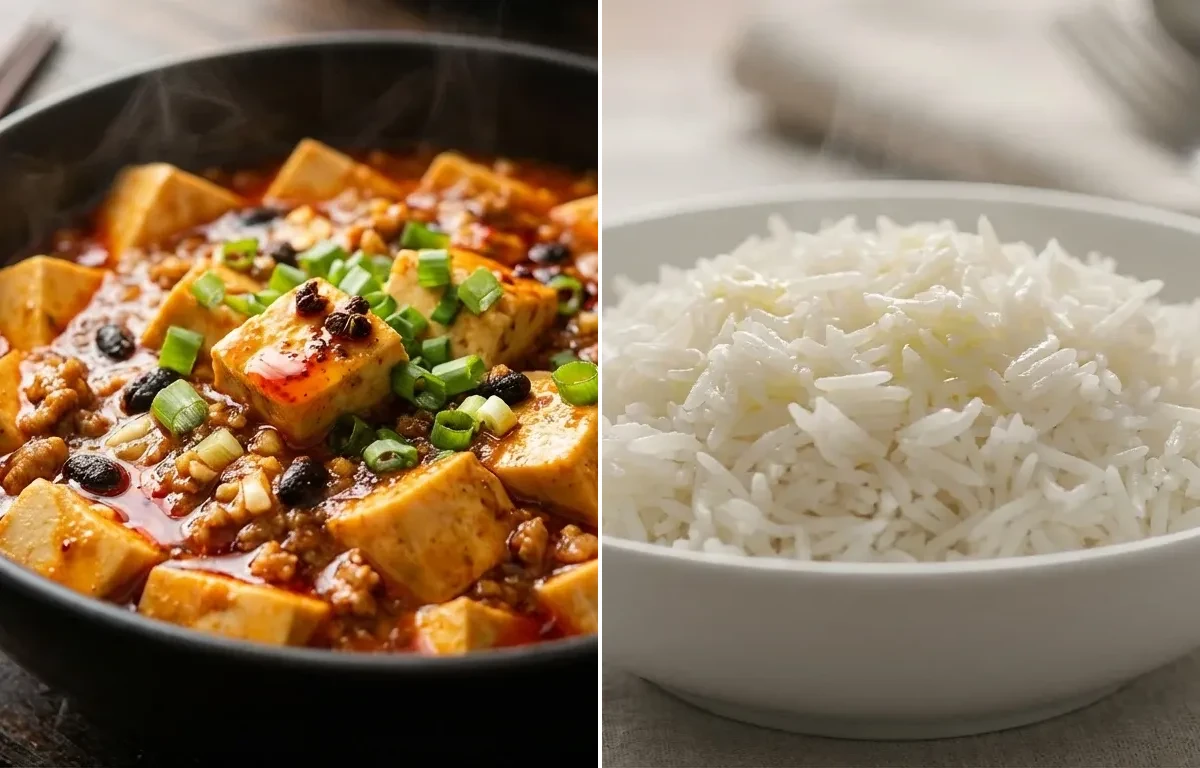 Mapo Tofu with Steamed Basmati Rice