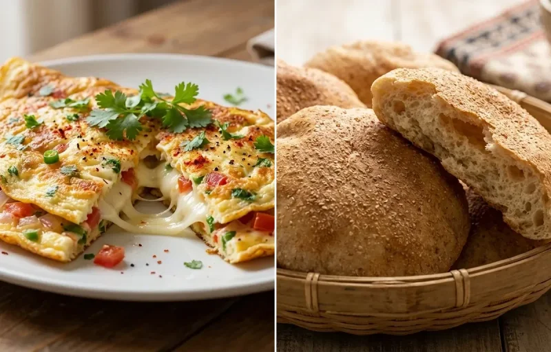 Masala Cheese Omelette with Goan Poee Bread