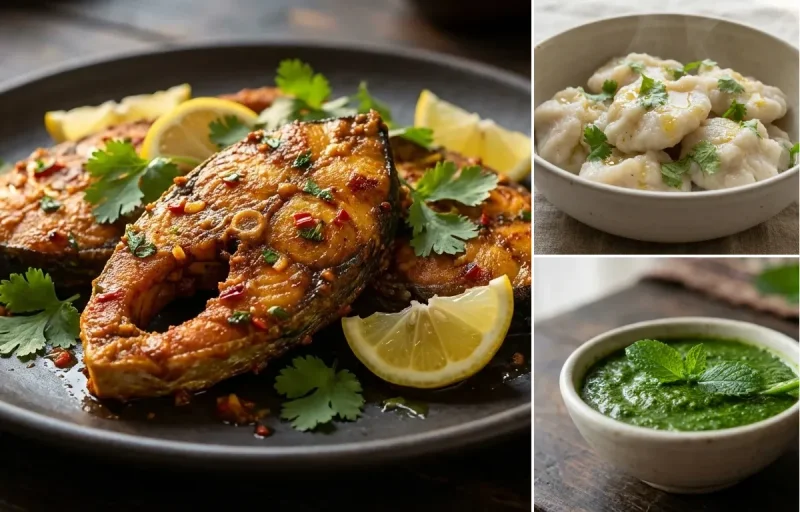Masala Fish Fry with Chawarain ji Mani and Mint Chutney