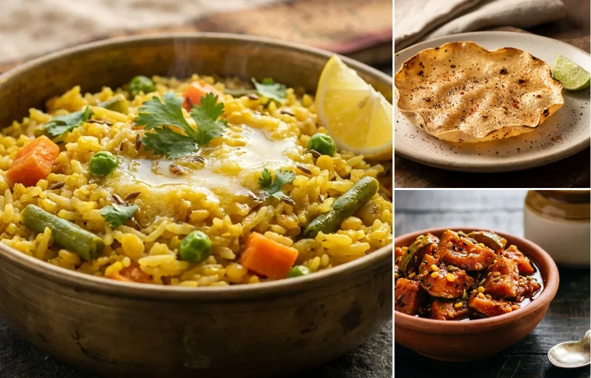 Masala Khichdi with Mango Pickle
