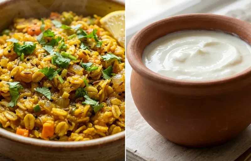 Masala Oats with Curd with Orange
