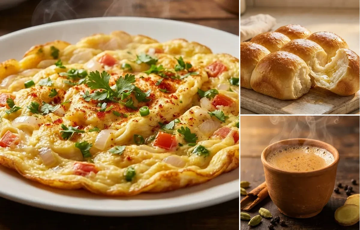 Masala Omelette with Ladi Pav