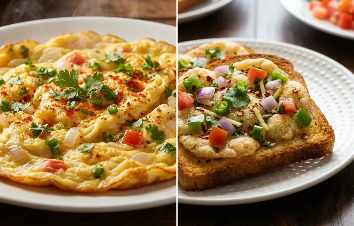 Masala Omelette with Suji Toast