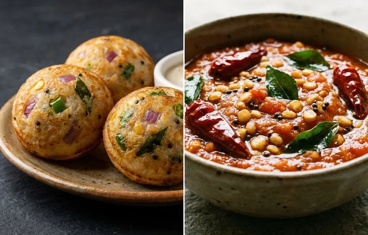 Masala Paddu with Tomato Chutney