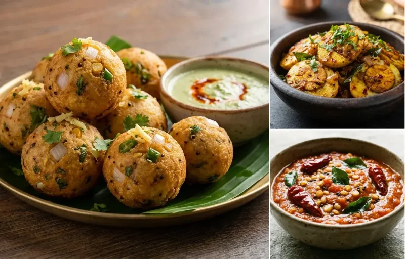 Masala Ponganalu with Egg Fry and Tomato Chutney