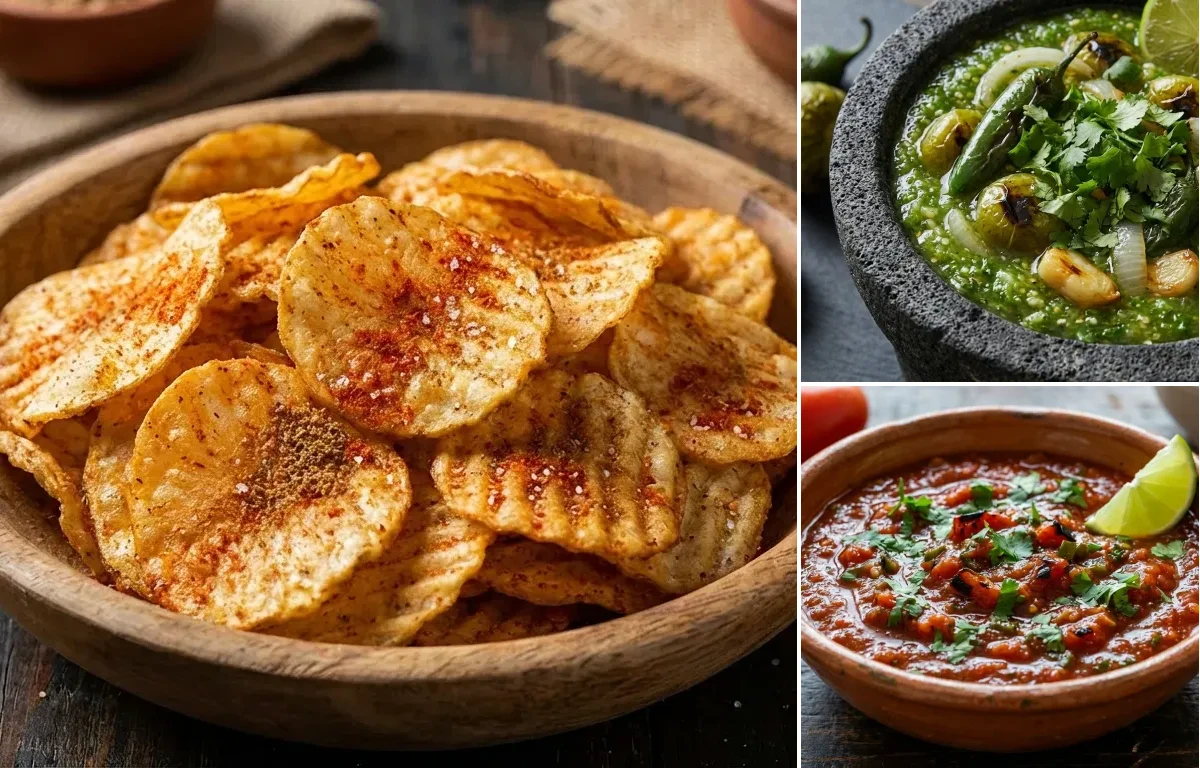 Masala Roasted Makhana with Roasted Salsa Verde and Salsa Roja