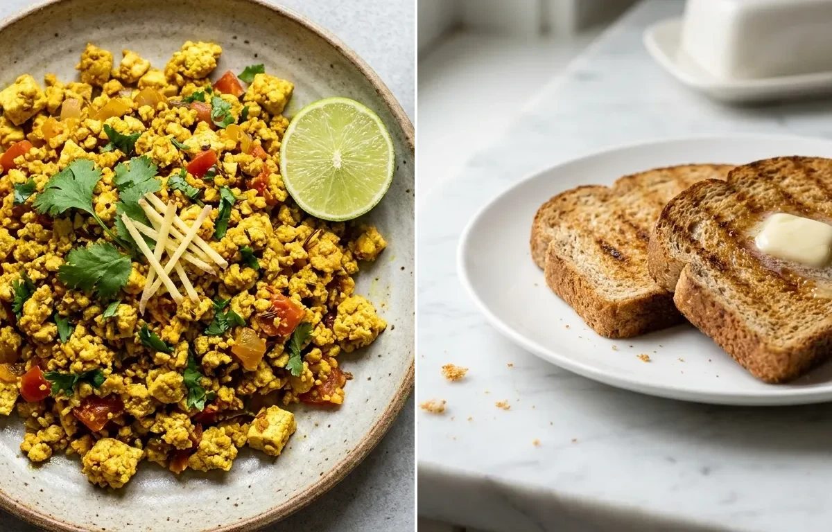 Masala Tofu Bhurji with Toasted Whole Wheat Bread