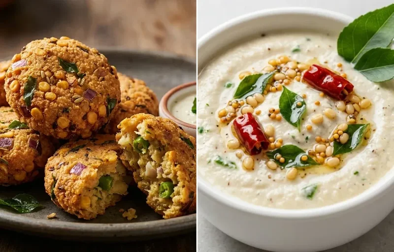 Masala Vada with Coconut Chutney