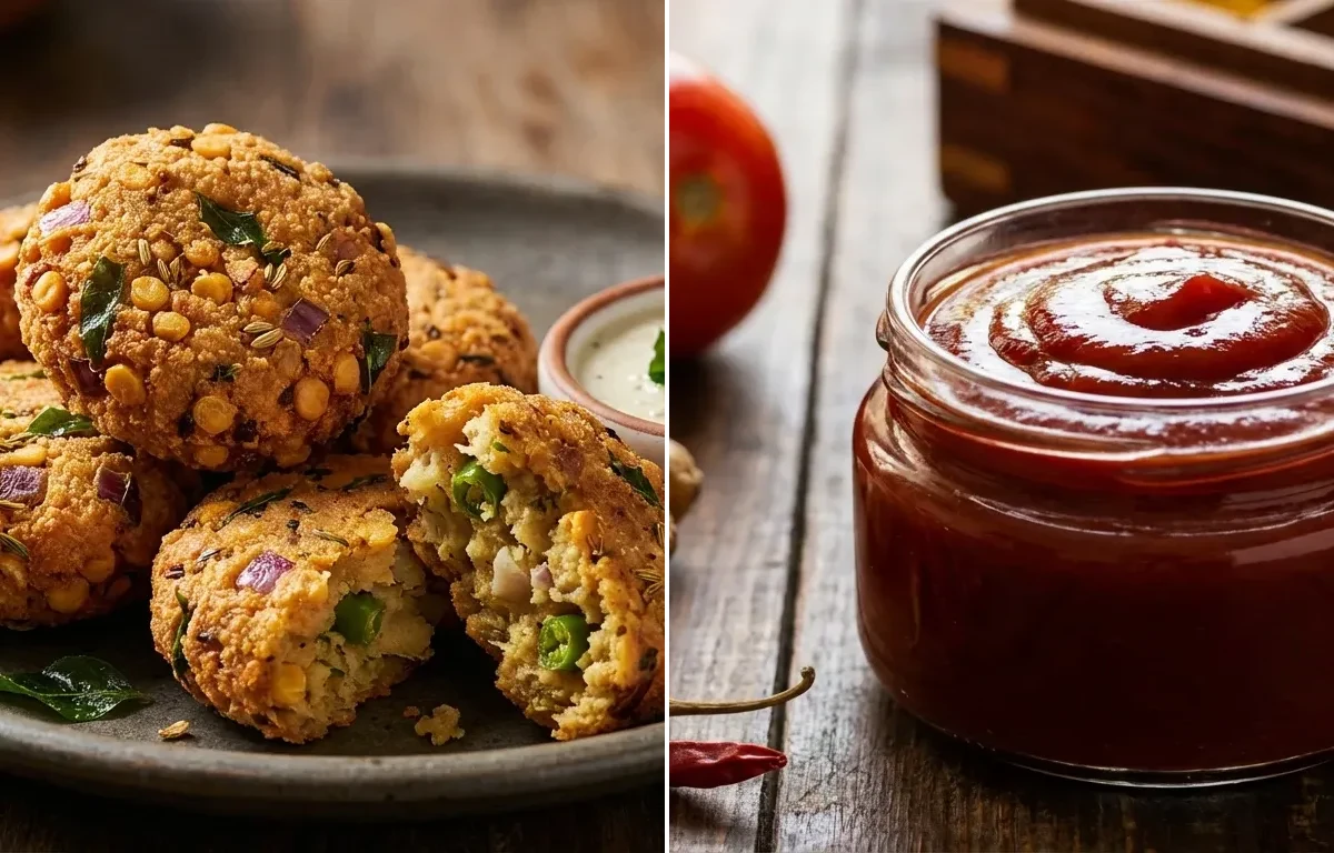 Masala Vada with Tomato Ketchup