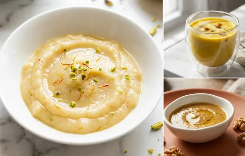 Mashed Pear with Milk with Walnut Paste