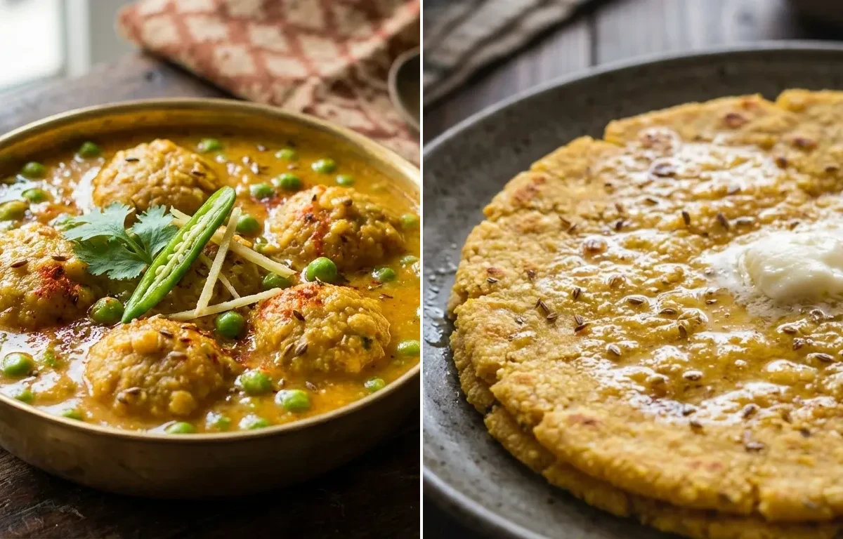 Matar Mangodi Sabzi with Makki di Roti