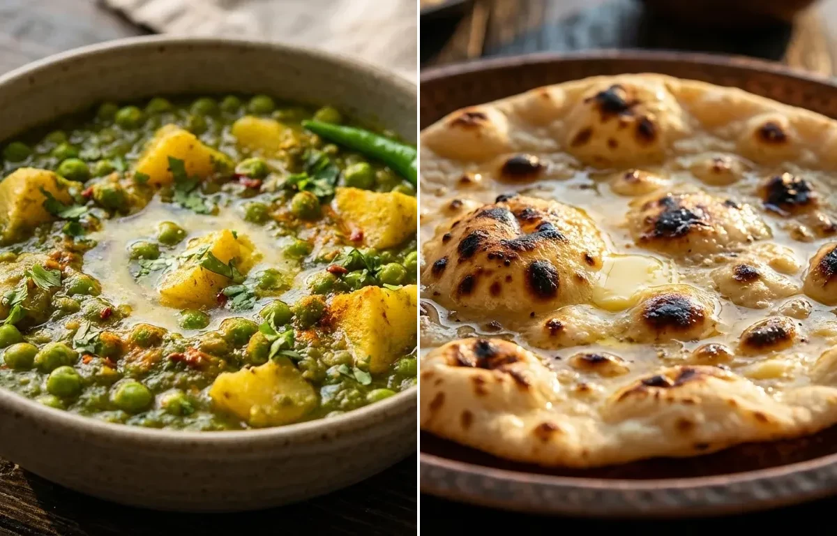 Matar Nimona with Tandoori Roti