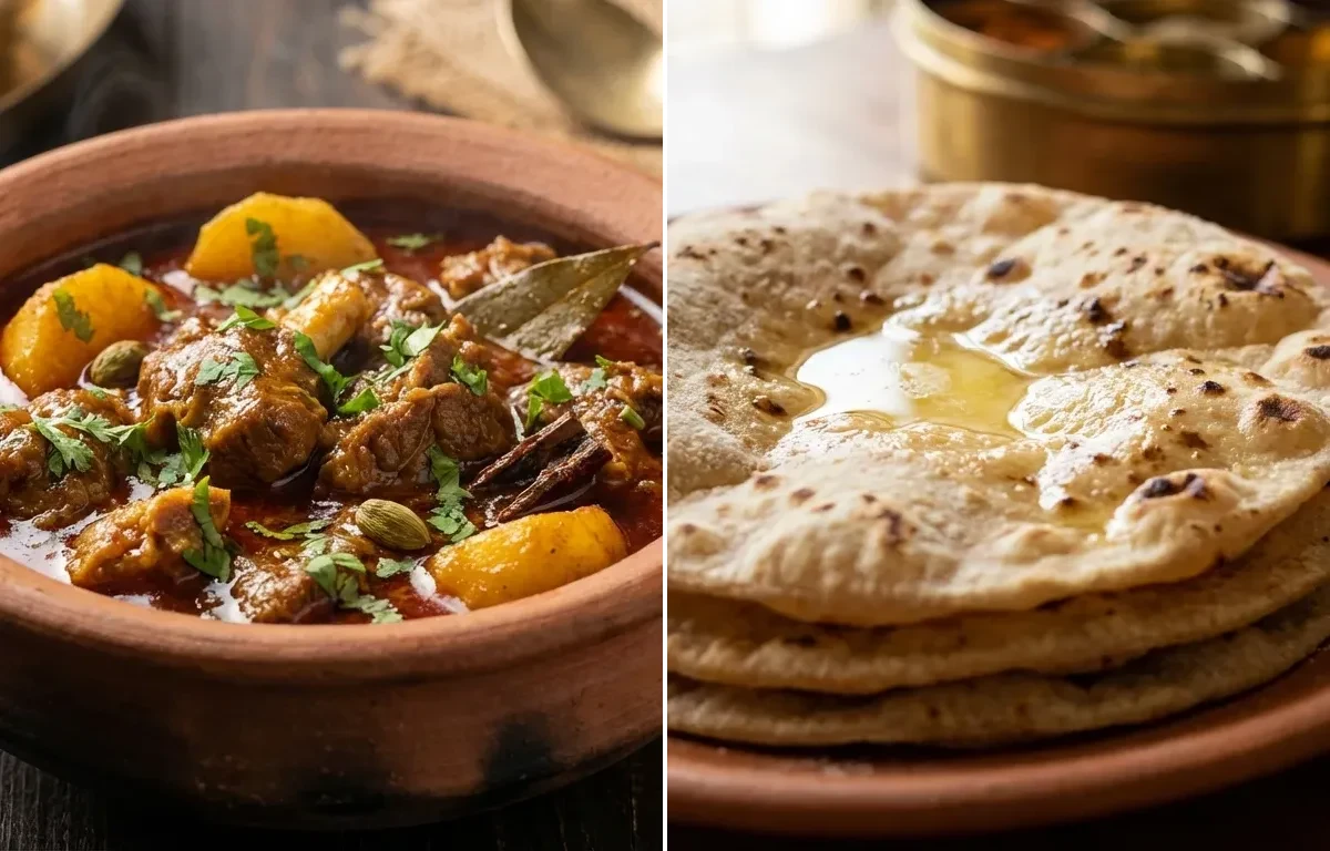 Mati Handi Mansa with Roti