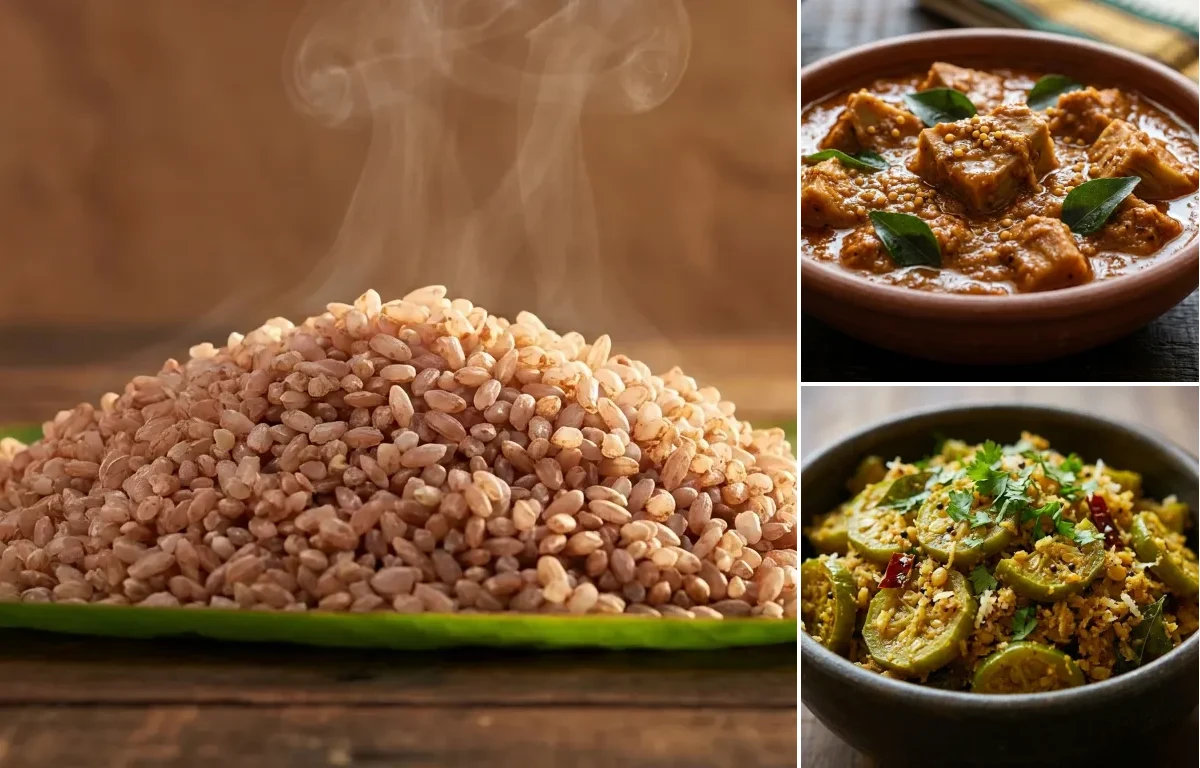 Matta Rice with Guajje Gassi and Tendli Sukka