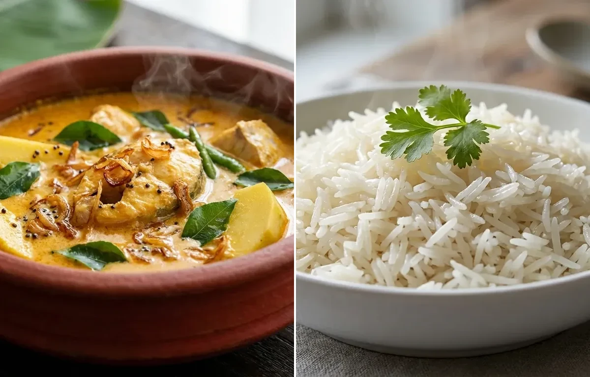 Meen Alleppey Curry with Boiled Rice