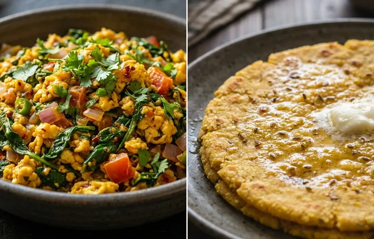 Methi Anda Bhurji with Makki di Roti
