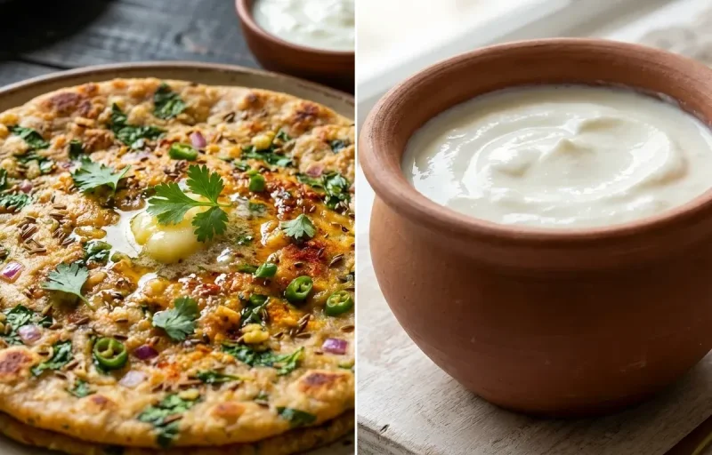 Methi Koki with Curd